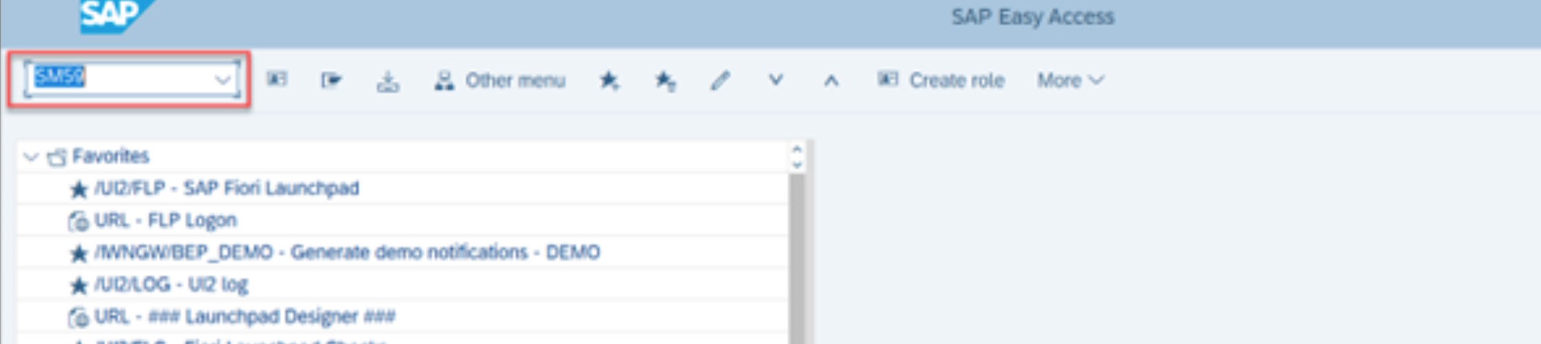 SAP transaction field with SM59 entered